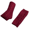 thumbnail image 1 of Hontri Gloves Mittens in Clearance, Women Winter Warm Fingerless Gloves Crochet Thumbhole Knit Wrist Warmers Mittens, Female Wine Red One Size, 1 of 9