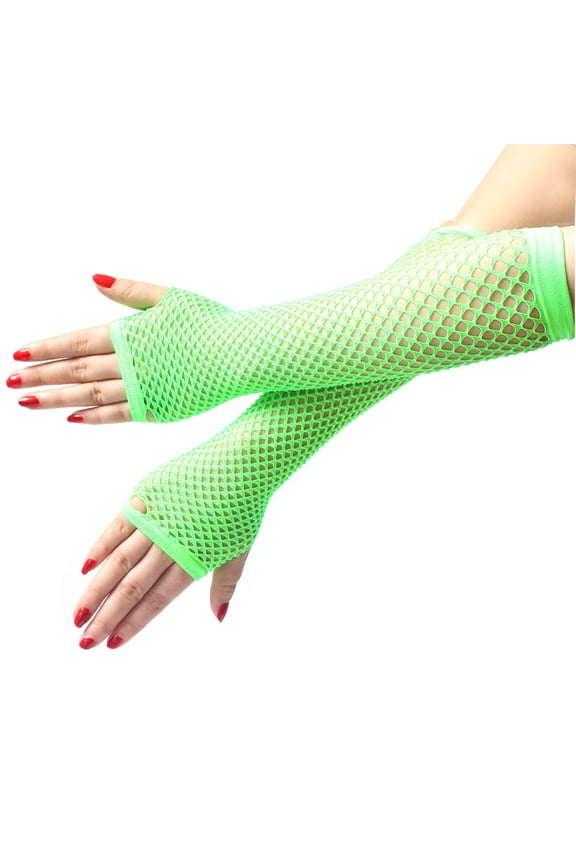 Gloves Mittens in Sale, Ladies Girls Neon Sexy Long Fingerless Fishnet Lace High Elastic Gloves 1Pair Gloves