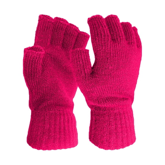 Hontri Gloves for Women Cold Weather Color Men's And Warm Knitted Gloves Women's Half-Finger Winter Solid Gloves Gloves for Women Hot Pink