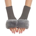 thumbnail image 1 of Hontri Gloves for Women Cold Weather Short Plush Gloves Autumn And Winter Women's Cute Wrist Knitted Wool Warm Fingerless Gloves Gloves for Women Dark Gray, 1 of 4
