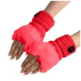 thumbnail image 1 of Hontri Gloves Mittens in Sale, Women Girls Warm Winter Faux Rabbit Plush Wrist Fingerless Gloves Mittens 1 Pair of Gloves Red, 1 of 2