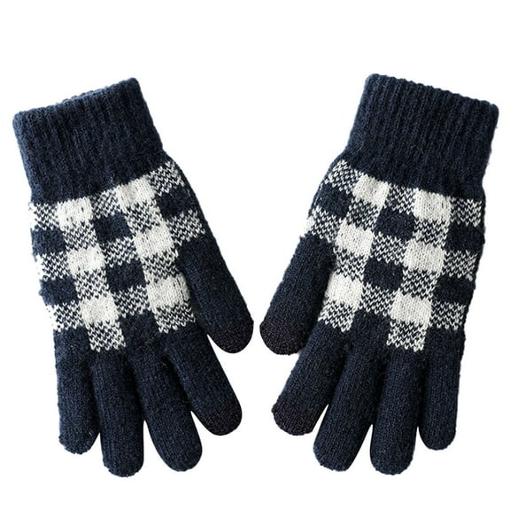Hontri Gloves Mittens on Sale, Women's Winter Screen Gloves Thermal Knitted Gloves Elastic Cuffs Winter Texting Gloves for Men 1 Pair of Gloves Navy