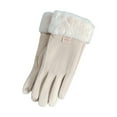 thumbnail image 1 of Hontri Gloves for Women Cold Weather Women's Winter Warm Cycling Velvet Thickened Cold And Windproof Screen Gloves Gloves for Women Beige, 1 of 2