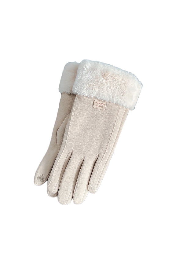 Gloves for Women Cold Weather Women's Winter Warm Cycling Velvet Thickened Cold And Windproof Screen Gloves Gloves for Women Beige