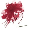 thumbnail image 1 of Hontri Hair Clips on Sale, Ladies Hat Feather Tea Party Bride Wedding Cocktail Mesh Flower Headband Hair Clip Fascinators Hats for Women Watermelon Red, 1 of 2