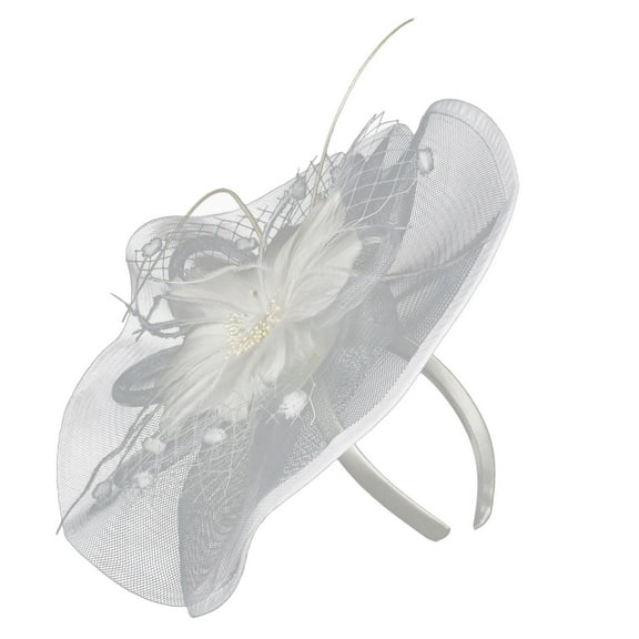 Hontri Hair Clips in Sale, Women Girls Headwear Hairpin Hairpin Hat Feather Cocktail Wedding Tea Party Heardband White