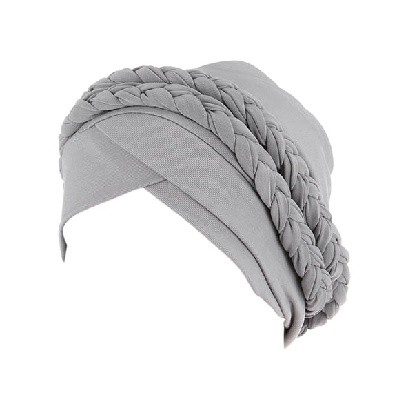 Hontri Hat Chemo Cancer Head Hat Cap Ethnic Bohemian Pre-Tied Twisted Braid Hair Cover Wrap Turban Headwear Baseball Cap Grey