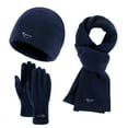 thumbnail image 1 of Hontri Hat Gloves Scarf Set Women Women&Men Autumn Winter Warm Cute Wool Hat Scarf Gloves Three Pieces Winter Snow Knit Cap Screen Mittens Scarves Sets Young Women Gift Ideas Navy, 1 of 3