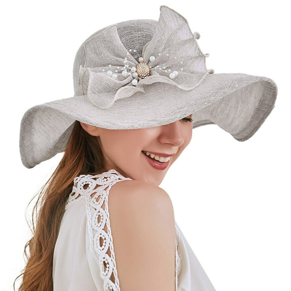 Hontri Hats for Women in Sale, Women's Summer Dress Hat Broad Leaf Flower Bridal Shower Cap Sun Hat Beach Hat Church Tea Party Fascinator Hats for Mother Ladies Girls
