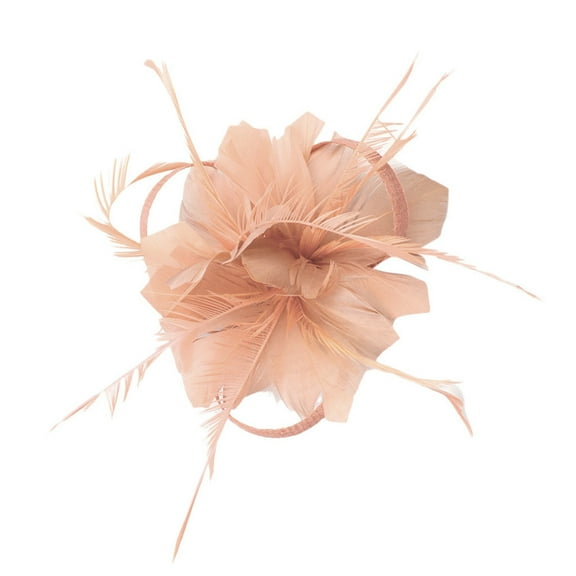 Hontri Heardband in Clearance, Feather Fascinators Womens Flower Hat for Cocktail Ball Wedding Headband, Female Orange One Size