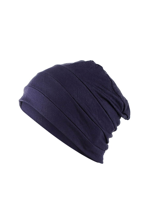 Heardband on Sale, Women's Pure Cotton Pullover Nightcap Chemotherapy Hat Bottom Hat Muslim Hat 1Pc Hat Navy