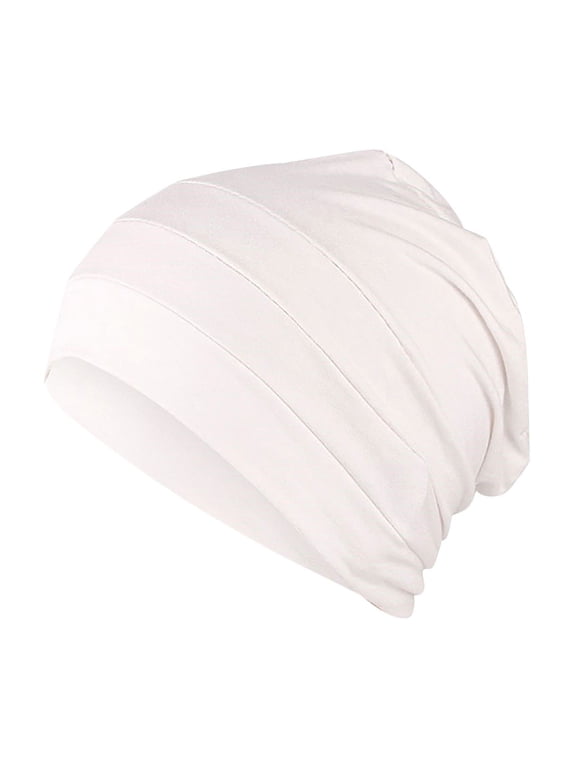 Heardband on Sale, Women's Pure Cotton Pullover Nightcap Chemotherapy Hat Bottom Hat Muslim Hat 1Pc Hat White