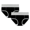 thumbnail image 1 of Hontri High Waist Cotton Briefs for Women - Full Coverage Underwear 2-Pack (Breathable, No-Roll Waistband, Everyday Comfort) Black L, 1 of 2