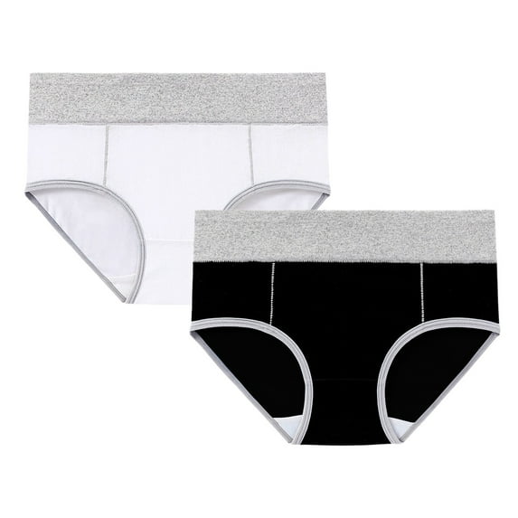 Hontri High Waist Cotton Briefs for Women - Soft Full Coverage Underwear 2-Pack (Daily Comfort, No-Roll Elastic) Black 3XL