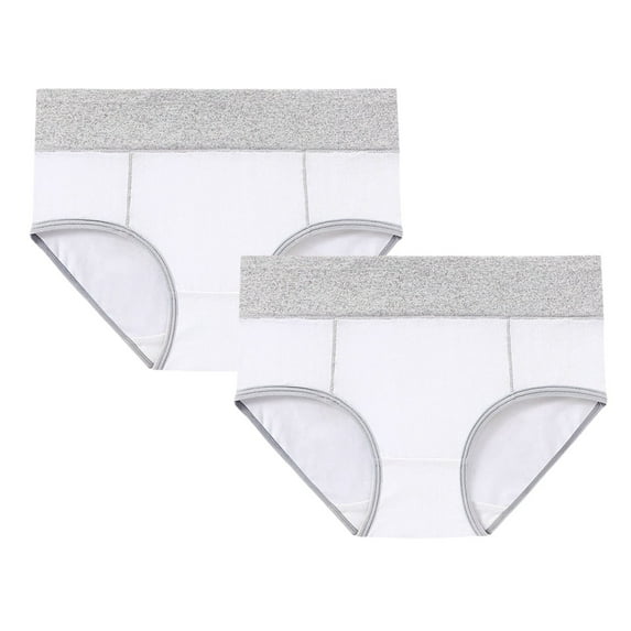 Hontri High Waist Cotton Briefs for Women - Soft Full Coverage Underwear 2-Pack (Daily Comfort, No-Roll Elastic) White L