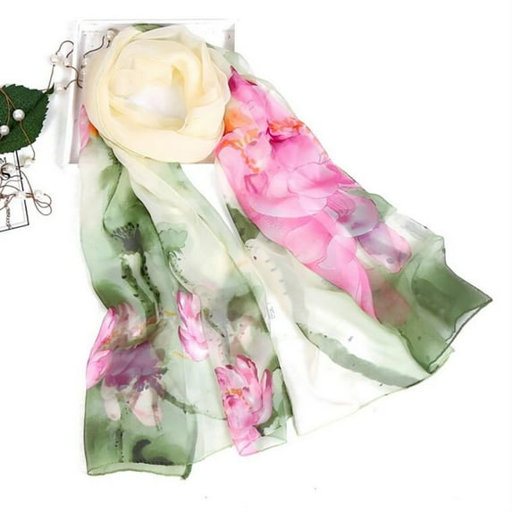 Hontri Ink and Wash Lotus Thin Silk Scarf | Accessories Clearance! H One Size
