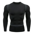 thumbnail image 1 of Hontri Men T Shirts Deals under $15, Mens Fitness Long Sleeve Running Sports T Shirt Men Muscle Athletic Gym Compression Clothes Black M, 1 of 2