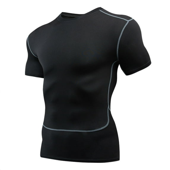 Hontri Men T Shirts Deals under $15, Mens Summer Leisure Sports T Shirt Fashion Lapel 3D Gradient Short Sleeved Round Neck T Shirt Men Black Xl