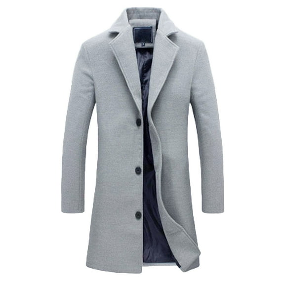 Hontri Men's Blazers & Suit Jackets Men's Plus Size Fall and Winter Jacket Lapel Long Sleeve Padded Leather Jacket Vintage Coat Jacket Grey 4Xl
