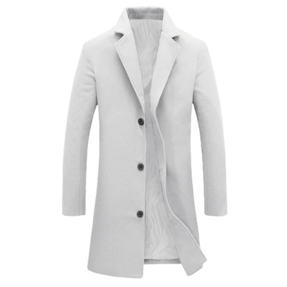 Hontri Men's Blazers & Suit Jackets Men's Plus Size Fall and Winter Jacket Lapel Long Sleeve Padded Leather Jacket Vintage Coat Jacket White M