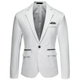 thumbnail image 1 of Hontri Men's Blazers & Suit Jackets, Mens Casual Autumn and Winter Trend Collar Single Two Buttons Slim Fit Round Hem Pockett Jacket Small Suit White 5Xl, 1 of 7
