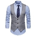 thumbnail image 1 of Hontri Men's Outerwear Vests Summer New Men's Solid Suit Vest British Slim Fit Large Sweetheart Formal Vest Grey L, 1 of 7