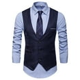 thumbnail image 1 of Hontri Men's Outerwear Vests Summer New Men's Solid Suit Vest British Slim Fit Large Sweetheart Formal Vest Navy L, 1 of 7