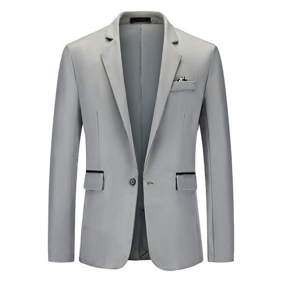 Hontri Men's Suit Slim Fit Deals under $20, Mens Suit Slim Fit One Button Solid Tuxedo Acket Business Suits Wedding Party Homecoming Suits for Men Gray Xxl