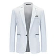 thumbnail image 1 of Hontri Men's Suit Slim Fit Deals under $20, Mens Suit Slim Fit One Button Solid Tuxedo Acket Business Suits Wedding Party Homecoming Suits for Men White Xxl, 1 of 2