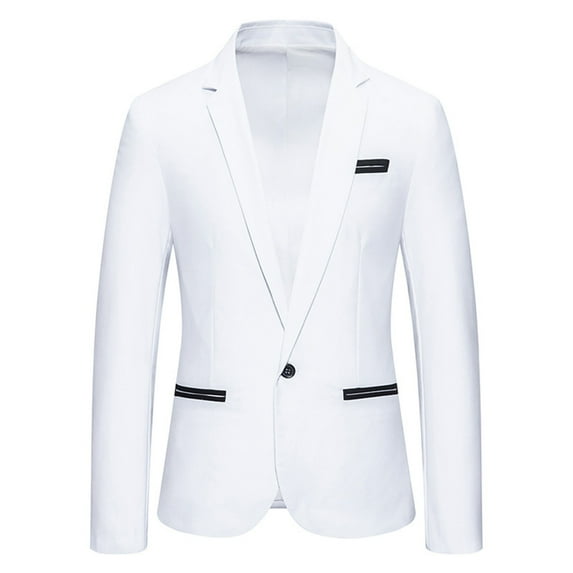 Hontri Men's Suit Slim Fit Deals under $20, Men's Casual Suit Jackets 1 Button Lightweight Sport Coats White Xl