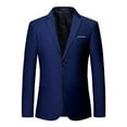 thumbnail image 1 of Hontri Men's Suit Slim Fit Deals under $20, Mens Slim Fit Jacket Two Button Notched Lapel Casual Suit Jacket Blue L, 1 of 4