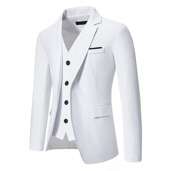 Hontri Men's Suit Slim Fit , Men's Casual Suit Jackets 1 Button Lightweight Sport Coats White Xxl