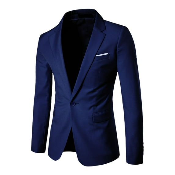 Hontri Men's Suit Slim Fit , Men's Suit Jacket One Button Slim Fit Sport Coat Business Daily Blue 6Xl