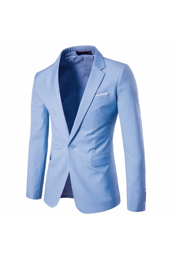 Men's Suit Slim Fit , Men's Suit Jacket One Button Slim Fit Sport Coat Business Daily Blue S