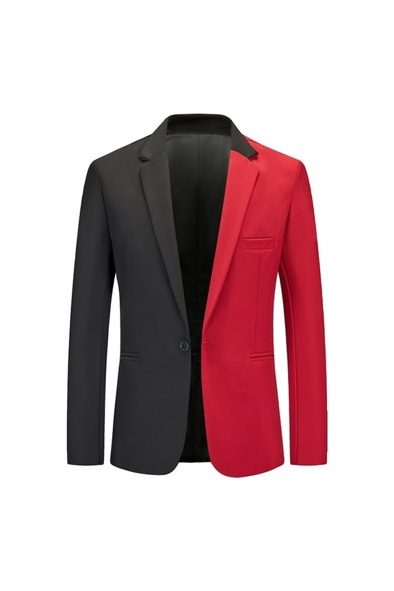 Men's Suit Slim Fit , Mens Loose Color Matching Single Breasted Pocket Coat Suit Jacket Top Red Xxl