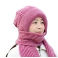 thumbnail image 1 of Hontri Neck Gaiter Integrated Ear Windproof Cap Scarf Knitting Thick Warm Ear Guard Hat Hooded Scarf Women Winter Knitted Hat Neck Warmers for Women Pink, 1 of 8