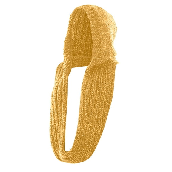 Hontri Neck Warmer Men 5 Colors Autumn Winter Women Outdoor Thick Outdoor Warm Keeping Solid Color Soft Casual Knitted Hooded Scarf 1 Hooded Scarf Yellow