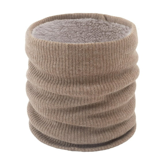 Hontri Neckerchief in Sale, Winter Double Layer Plush Outdoor Pullover Couple Warm Solid Color Single Loop Knitted Neck Cover 1 Scarf Khaki