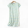 thumbnail image 1 of Hontri Nightgowns for Women Cotton Night Shirts Short Sleeve Crew Neck Night Gown Dress Casual Pajamas Soft Sleepwear Blue L, 1 of 4