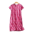 thumbnail image 1 of Hontri Nightgowns for Women Cotton Night Shirts Short Sleeve Crew Neck Night Gown Dress Casual Pajamas Soft Sleepwear Pink L, 1 of 4