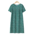 thumbnail image 1 of Hontri Nightgowns for Women, Women'S Cotton Silk Short Sleeved Loose Fitting Home Dress Pajama Dress Green One Size, 1 of 5