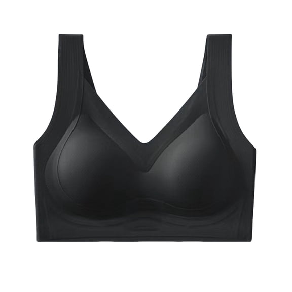 Hontri Non-Marking Sports Bras for Women - Wide Strap Plus Size Yoga Tops (Side Support, No-Ring Design) Black XXL