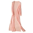 thumbnail image 1 of Hontri Plus Size Coat Ladies' Solid Linen Ice Cotton and Linen Knit Cardigan Midi Pink 3Xl, 1 of 5
