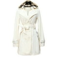 thumbnail image 1 of Hontri Plus Size Coat, Womens Warm Winter Hooded Long Sections Coat Belt Double Breasted Jacket White M, 1 of 8