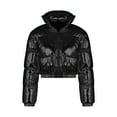 thumbnail image 1 of Hontri Plus Size Coat for Women on Sales, Women's Cropped Jacket Women Winter Shiny Zip Up Short Bubble Puffy Coats Black,Silver,Gold,Hot Pink, 1 of 5