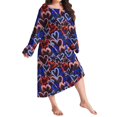 thumbnail image 1 of Hontri Plus Size Night Gowns for Women 4X-5X Loose Nightgown Sleep Shirt Loungewear Butterfly Print( X02/Dark Blue 3Xl ), 1 of 9