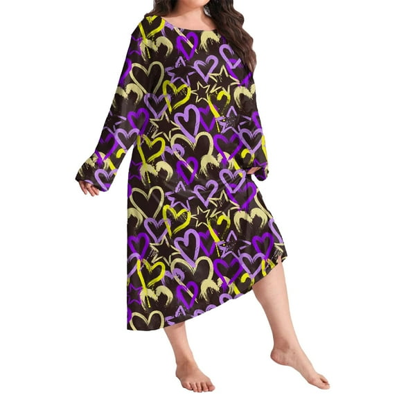 Hontri Plus Size Night Gowns for Women 4X-5X Loose Nightgown Sleep Shirt Loungewear Butterfly Print( X02/Yellow 4Xl )