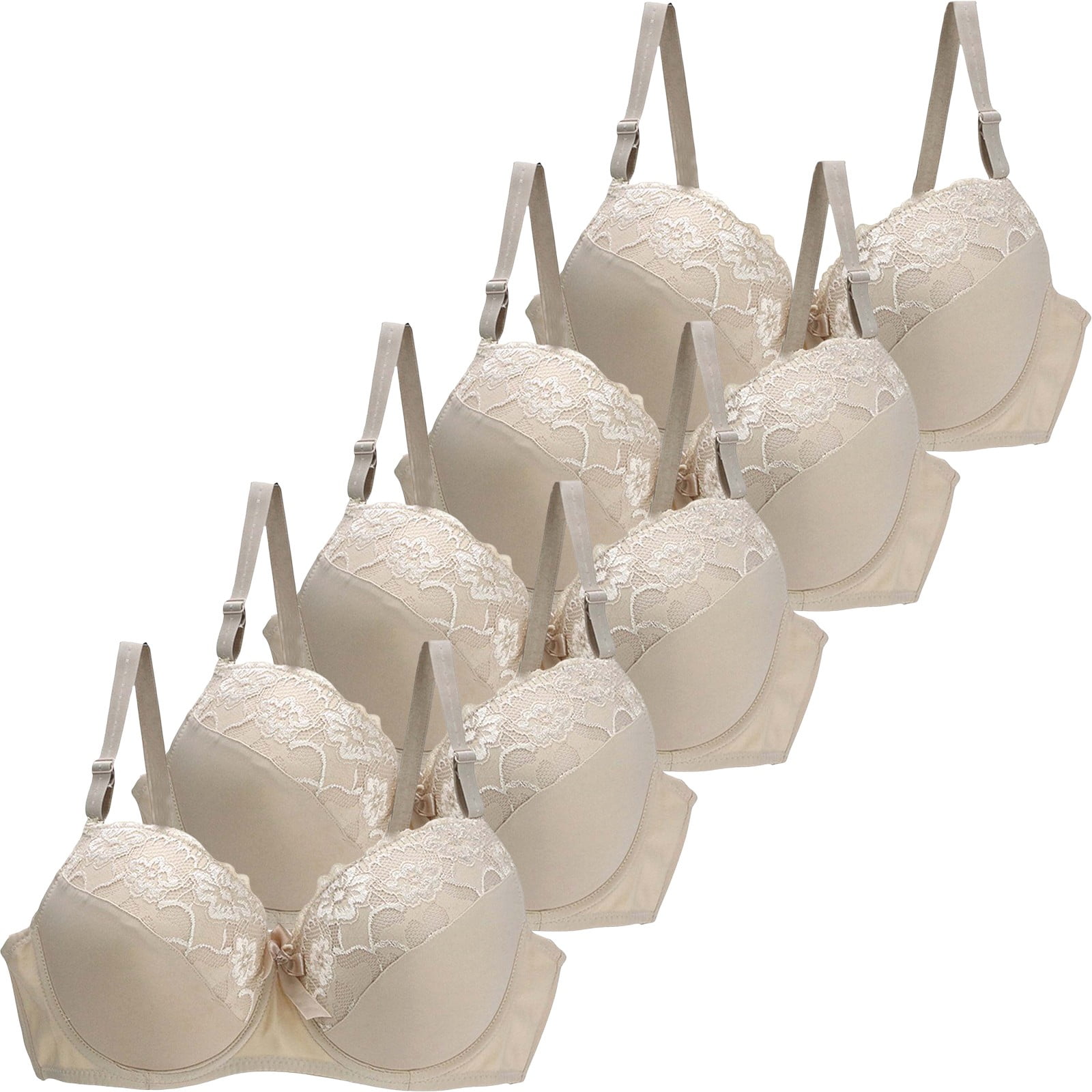 Hontri Plus Size Women's Lace Bras 34-44 BCDE Cup - 5PC Sexy Underwire ...