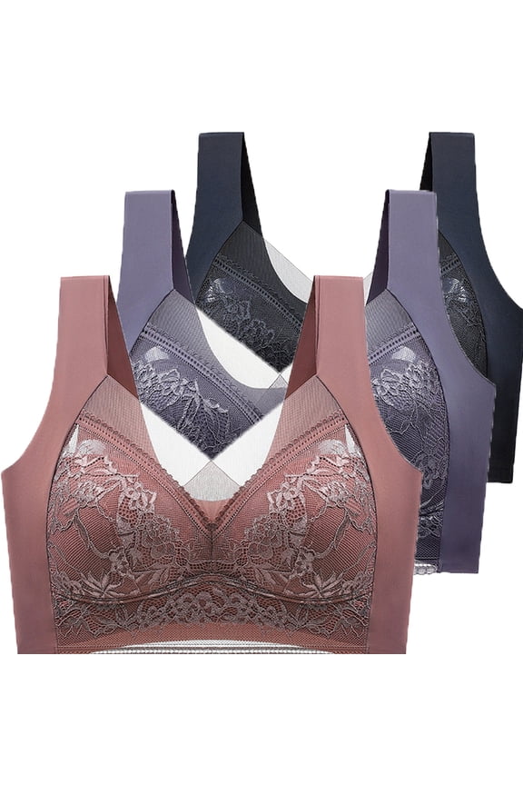 Posture Correction Bra for Women - 3-Pack Wireless Lift Support Bras - Breathable Comfort Daily Wear for Mature Ladies (BK1-Mint Green, L-XXXXXL) (Black 5 | 3XL)