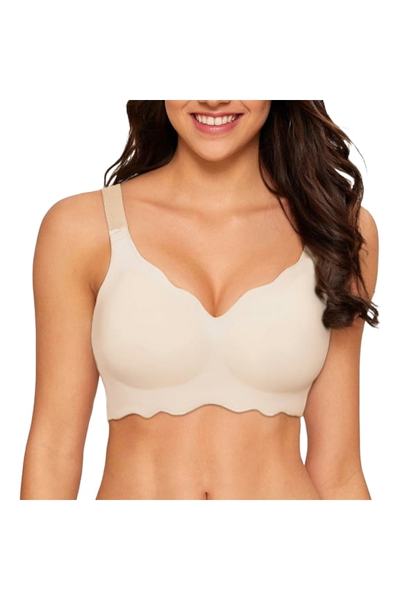Push-Up Wireless Bra for Small Chest Lift & Enhance Wireless Bra for Small Bust - Seamless Push-Up Bralette - Anti-Sagging Comfort Everyday Wear (S-XXL) (Beige | L)